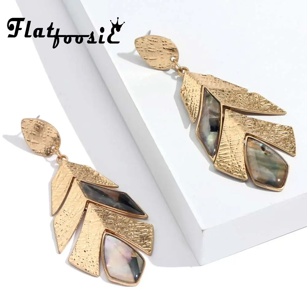 Flatfoosie Geometric Leaf Dangle Earrings 2018 Natural Shell Gold Color Vintage Long Drop Earring For Women Boho Ethnic Jewelry
Flatfoosie Geometric Leaf Dangle Earrings 2018 Natural Shell Gold Color Vintage Long Drop Earring For Women Boho Ethnic Jewelry