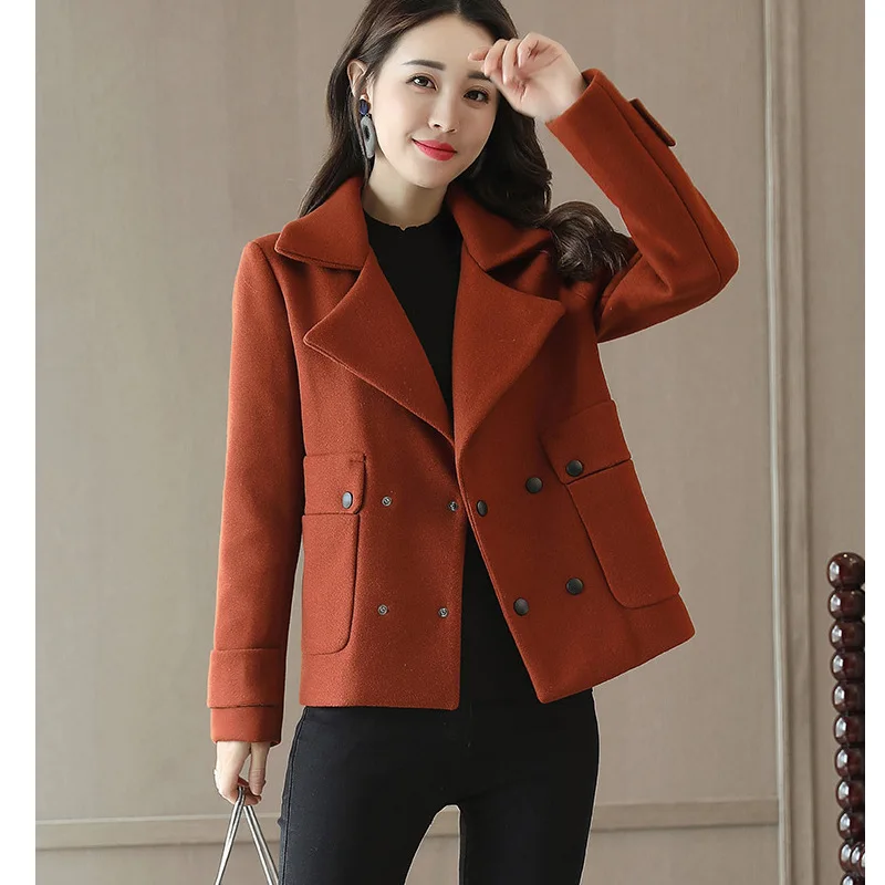 Women Warm Short Overcoat Long Sleeve Double Breasted Office Lady Casual Coat Wine Black Color Autumn Winter Jacket Big Size
Women Warm Short Overcoat Long Sleeve Double Breasted Office Lady Casual Coat Wine Black Color Autumn Winter Jacket Big Size