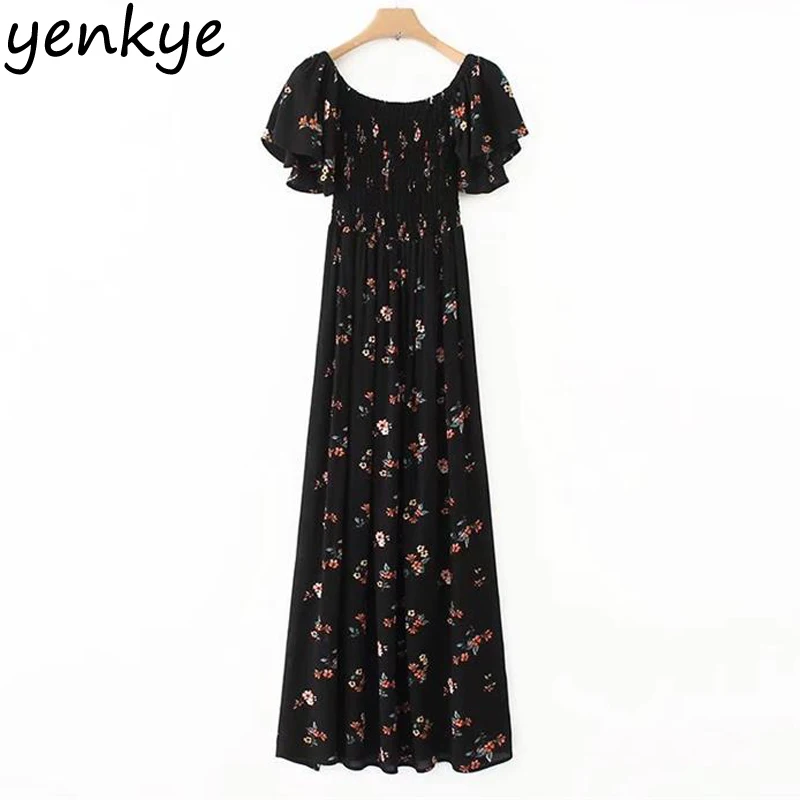 Women Sexy Off Shoulder Maxi Dress Short Sleeve Side Split Floral Printed Vintage Black Pleated Party Casual Dresses
Women Sexy Off Shoulder Maxi Dress Short Sleeve Side Split Floral Printed Vintage Black Pleated Party Casual Dresses