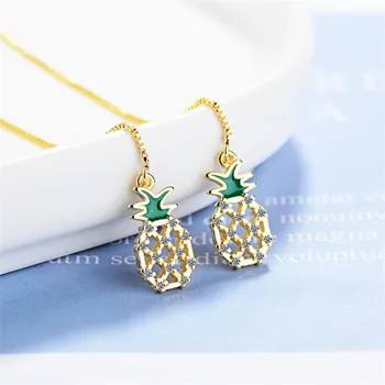 New Creative Long Temperament Design Ear Line 925 Sterling Silver Jewelry Fruit Pineapple Crystal Dangle Earrings SE833
New Creative Long Temperament Design Ear Line 925 Sterling Silver Jewelry Fruit Pineapple Crystal Dangle Earrings SE833