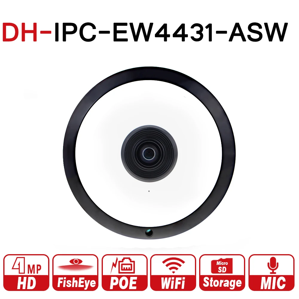 DH IPC-EW4431-ASW 4MP панорама POE Wi-Fi IP камера рыбий глаз Встроенный микрофон слот для