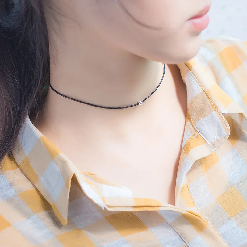Femme Delicate 100% Real 925 Sterling Silver Black Leather Rope Choker For Women Silver Bead Charm DIY Jewelry Necklace
Femme Delicate 100% Real 925 Sterling Silver Black Leather Rope Choker For Women Silver Bead Charm DIY Jewelry Necklace