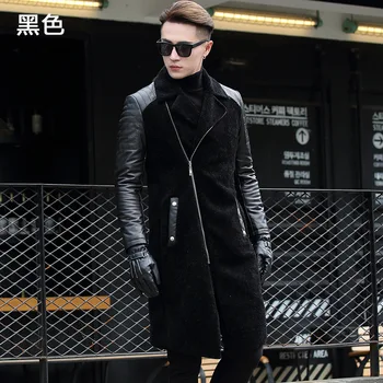 2018 Winter Men's Fashion Slim Pockets Sheepskin Wool Patchwork Black Long Turn Down Collar Trench Male Business Coats Outwear
2018 Winter Men's Fashion Slim Pockets Sheepskin Wool Patchwork Black Long Turn Down Collar Trench Male Business Coats Outwear