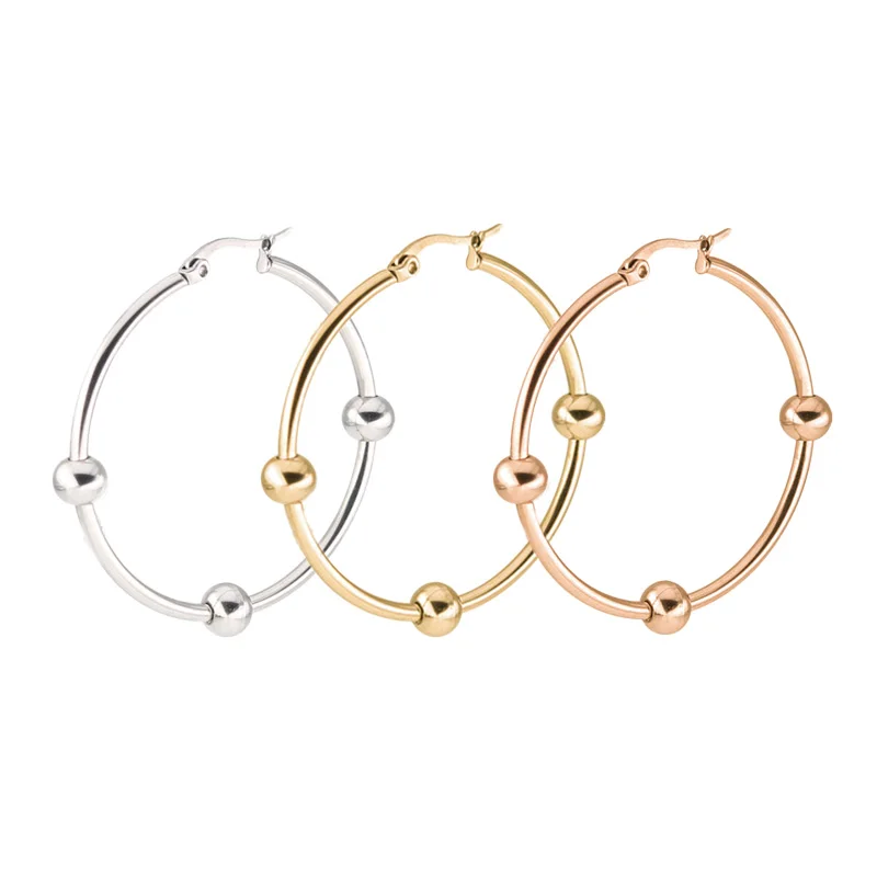Simple Beads Round Hoop Earrings Stainless Steel Fashion Women Gold Color Ear Eircle Jewelry 4 Size Lady Gift Boucles doreilles
Simple Beads Round Hoop Earrings Stainless Steel Fashion Women Gold Color Ear Eircle Jewelry 4 Size Lady Gift Boucles doreilles