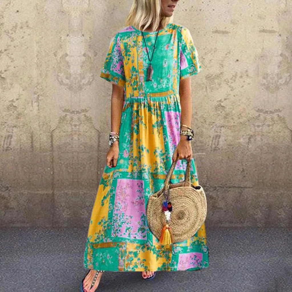 summer women dress boho Women Casual Short Sleeve Print O-Neck Summer Cotton Maxi Dress With Pockets vestido de festa #FO
summer women dress boho Women Casual Short Sleeve Print O-Neck Summer Cotton Maxi Dress With Pockets vestido de festa #FO