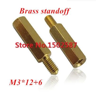 100 Pieces M3*12+6 Brass Hex Standoff Spacer M3 Male x Female-12mm | Обустройство дома