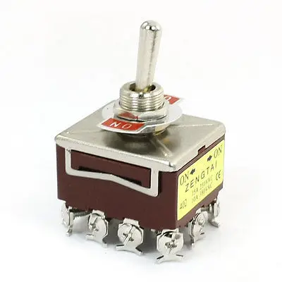 10A/380VAC 15A/250VAC 12 Terminals 4P2T ON/ON 2 Way Toggle Switch KN402