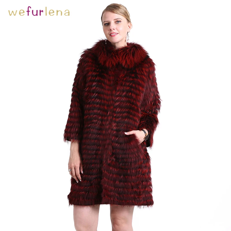 100% Genuine Silver Fox Fur Coat Women Knitted Striped Real Fox Fur Warm Collar Jacket Female Outerwear Female Clothes 90cm Long
100% Genuine Silver Fox Fur Coat Women Knitted Striped Real Fox Fur Warm Collar Jacket Female Outerwear Female Clothes 90cm Long