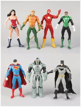 

7pcs/set Justice League Superman Wonder Flash Batman Lantern Aquaman Movable Action Figure Toys Christmas Doll