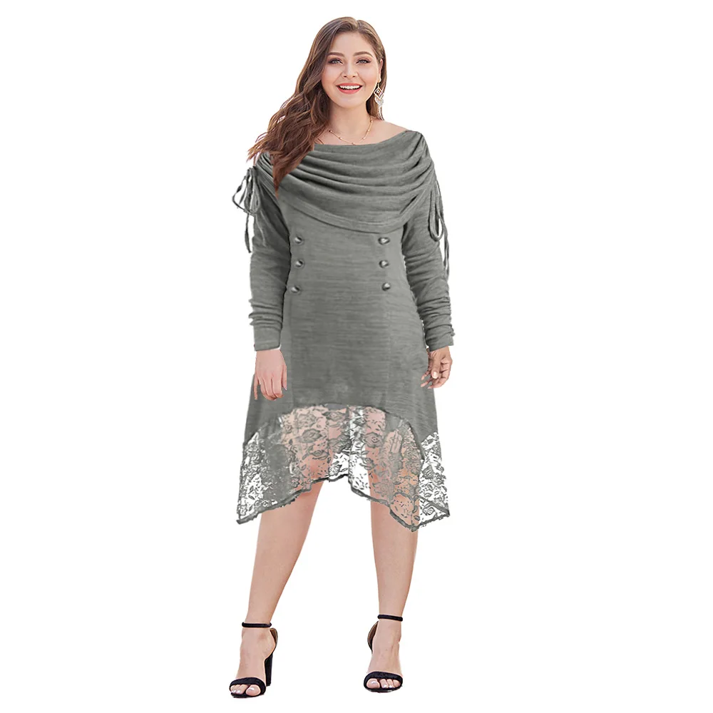 Lortalen Long Sleeve Casual Lace Dress 2019 Plus Size Draped Women Spring Autumn Asymmetrical Mini Dress With Button Vestidos
Lortalen Long Sleeve Casual Lace Dress 2019 Plus Size Draped Women Spring Autumn Asymmetrical Mini Dress With Button Vestidos