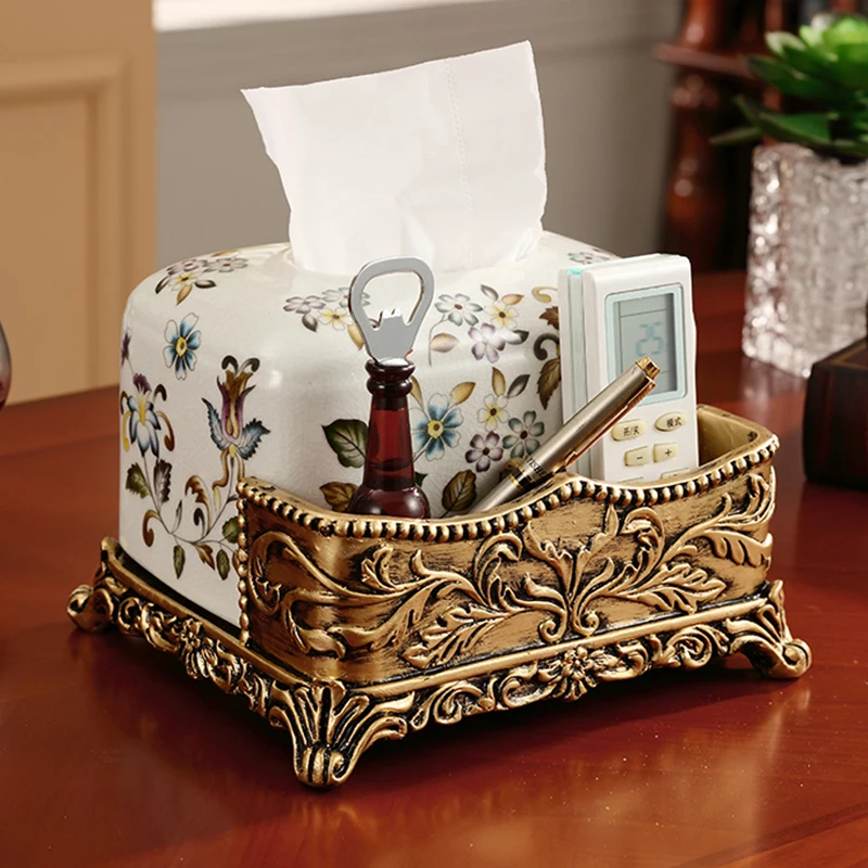 European tissue box retro ceramic multi-function tissue box living room coffee table remote control storage box
European tissue box retro ceramic multi-function tissue box living room coffee table remote control storage box