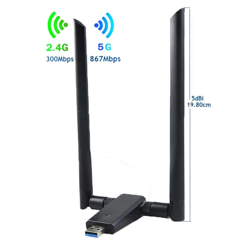 

1200Mbps 5GHz+2.4Ghz Dual Band Wireless USB 3.0 Wifi Dongle Card Lan Adapter 802.11ac/b/g/n for Windows XP