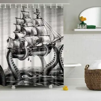 Octopus Kraken Attack Galleon Sailing Ship Retro Design Custom Shower Curtain Polyester Fabric With 12 Hooks Multi-Size
Octopus Kraken Attack Galleon Sailing Ship Retro Design Custom Shower Curtain Polyester Fabric With 12 Hooks Multi-Size