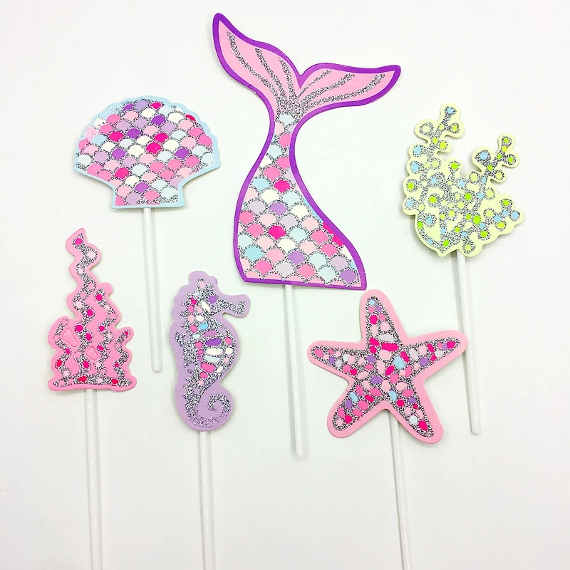 6 pcs/set Creative New Mermaid Tail shell starfish pearl Seahorse Cupcake Topper Under Sea Wedding Party kid Birthday Cake Decor
6 pcs/set Creative New Mermaid Tail shell starfish pearl Seahorse Cupcake Topper Under Sea Wedding Party kid Birthday Cake Decor