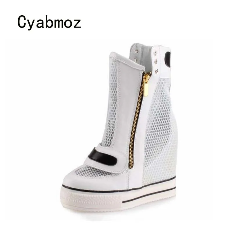 Cyabmoz Модные женские высокие дышащие сетчатые женские белые повседневные ботильоны на высоком каблуке
Cyabmoz Модные женские высокие дышащие сетчатые женские белые повседневные ботильоны на высоком каблуке