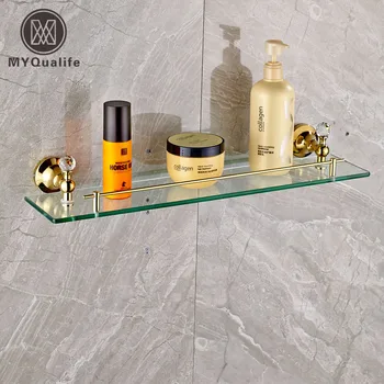 Golden & Glass Bathroom Shelf Wall Mounted Brass Commodity Holder
Golden & Glass Bathroom Shelf Wall Mounted Brass Commodity Holder