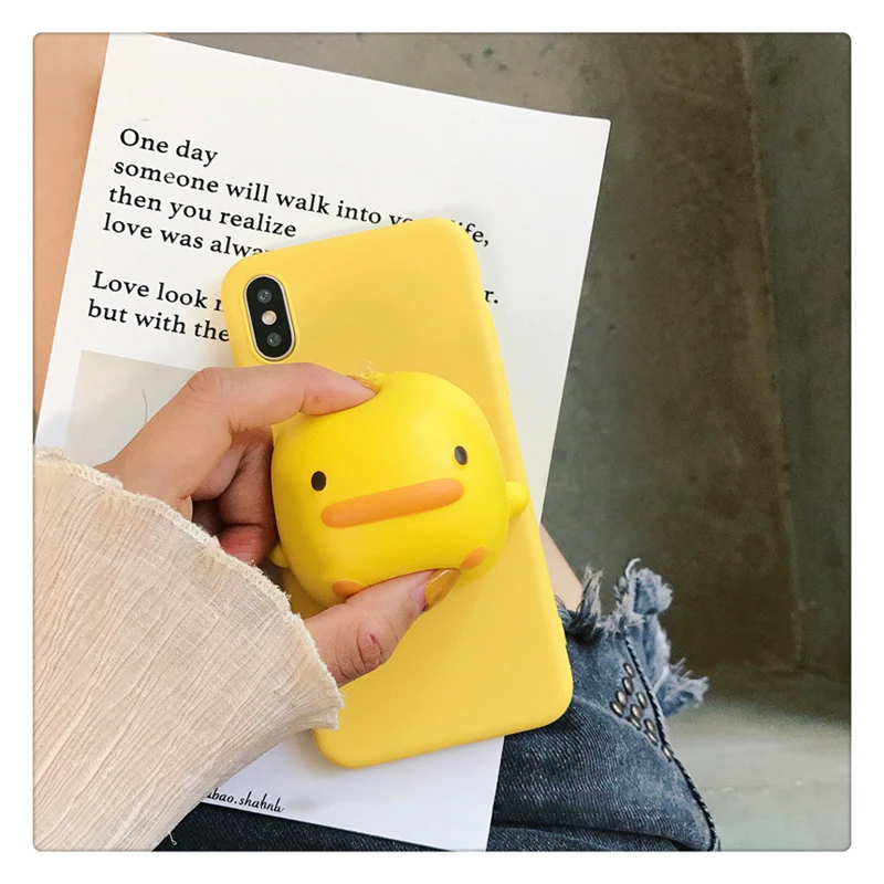 Чехол для телефона с желтой уткой Huawei P8 P9 lite 2017 P10 P20 P30 Pro P smart Plus 2019 разминающий