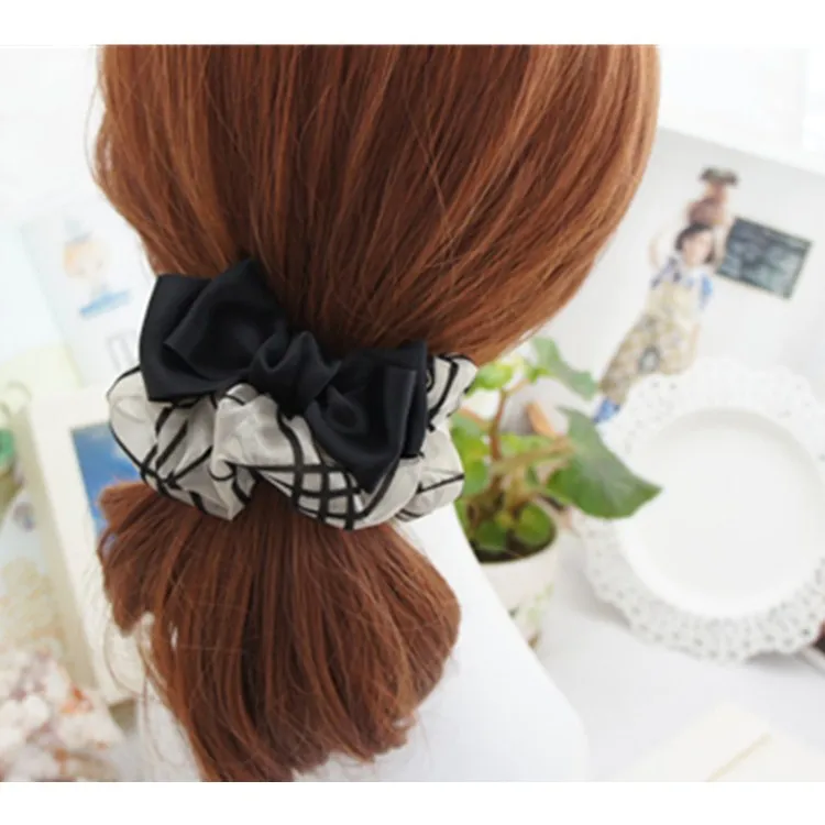 

Women concise Elastic Hair bands Girl Headband Fashion Black and white lattices hairband Hair Accessories Hair Rope Ponytail