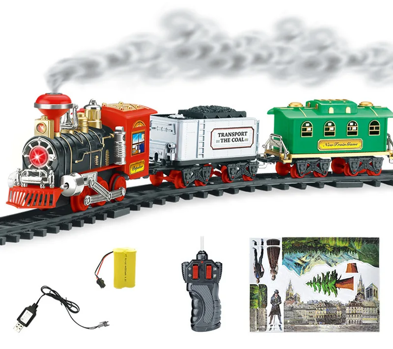 Electric Steam Smoke Simulation Railroad Railway RC Train Car Carriage Kit Light Remote Control Kid Toy Christmas Birthday Gift
Electric Steam Smoke Simulation Railroad Railway RC Train Car Carriage Kit Light Remote Control Kid Toy Christmas Birthday Gift