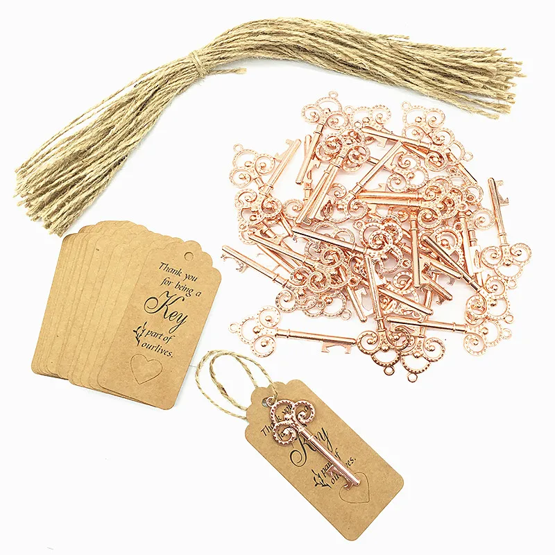 50 Opener+50 Tags Rose Gold Key Bottle Opener DIY Skeleton Wine Opener with Escort Tag Card Wedding Party Favor Souvenir Gifts
50 Opener+50 Tags Rose Gold Key Bottle Opener DIY Skeleton Wine Opener with Escort Tag Card Wedding Party Favor Souvenir Gifts