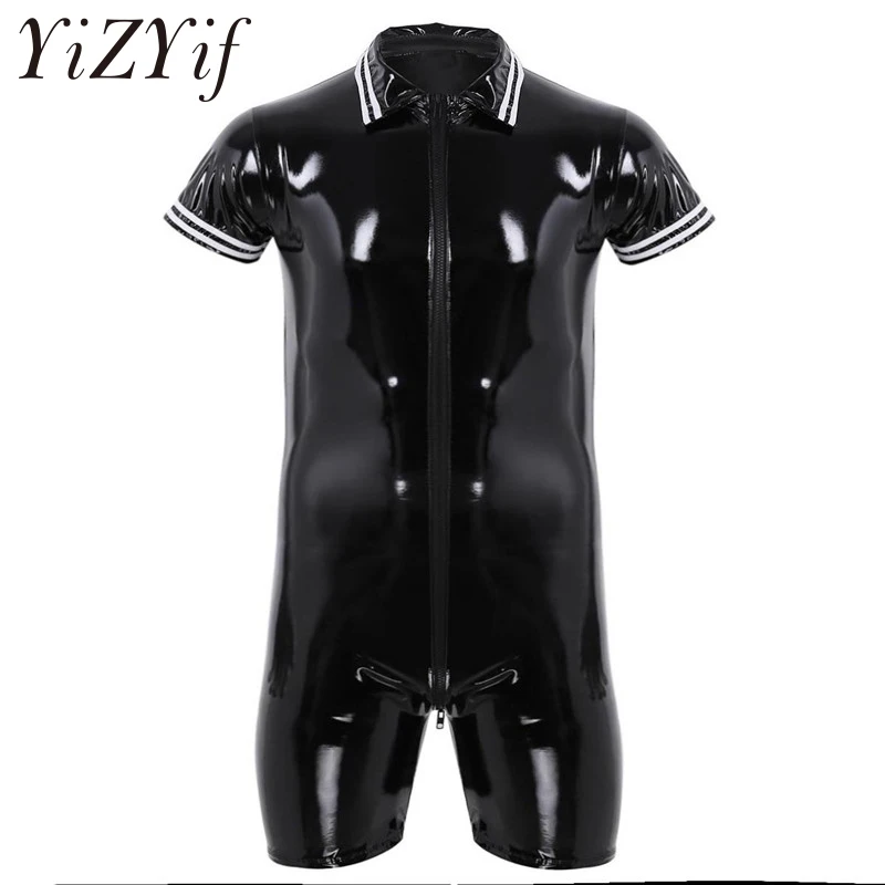 YiZYiF Mens Wetlook Patent Leather One-piece Zip Crotchless Body Suit Singlet catsuit Teddies Bodysuit sexy Nightclub Clothes
YiZYiF Mens Wetlook Patent Leather One-piece Zip Crotchless Body Suit Singlet catsuit Teddies Bodysuit sexy Nightclub Clothes