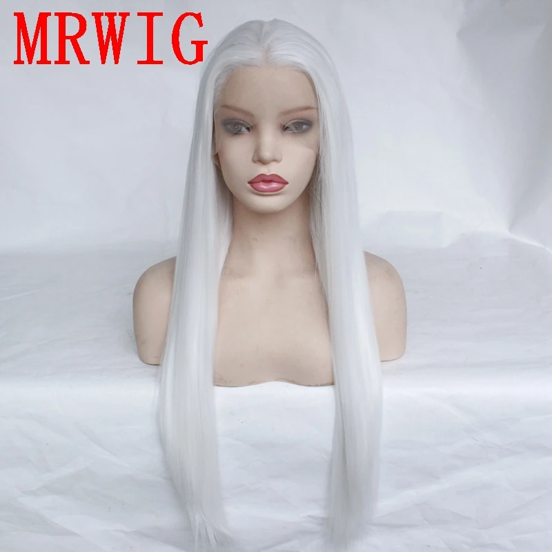 MRWIG White Color Glueless Synthetic Straight Mid Part Cosplay Lace Front Wig 60cm for African Americans
MRWIG White Color Glueless Synthetic Straight Mid Part Cosplay Lace Front Wig 60cm for African Americans