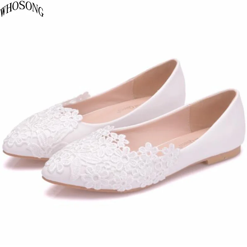 WHOSONG Women's shoes white lace casual shoe 2019 Women White pointed flat shoes Wedding shoe M37
WHOSONG Women's shoes white lace casual shoe 2019 Women White pointed flat shoes Wedding shoe M37