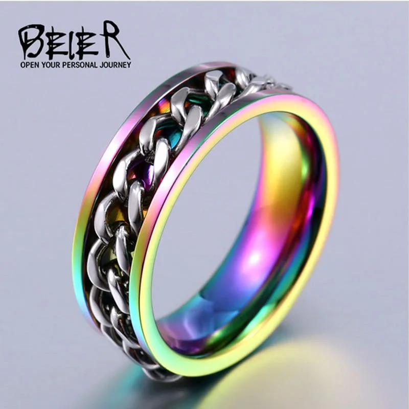 Beier 316L Stainless Steel ring for men/womenNew Part Plated-Gold/Black Man's Cool Spin Chain Ring BR-R065
Beier 316L Stainless Steel ring for men/womenNew Part Plated-Gold/Black Man's Cool Spin Chain Ring BR-R065