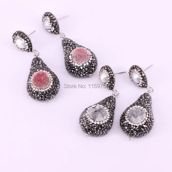 5Pair Gems Drop Earrings for Women Rhinestone Pave Nature Quartz Drusy Stone Dangle Earring Fashion Jewelry
5Pair Gems Drop Earrings for Women Rhinestone Pave Nature Quartz Drusy Stone Dangle Earring Fashion Jewelry