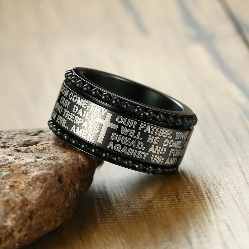 Recommend Top Quality Simple Stainless Steel Black Color Men Cross Ring Jewelry 11mm Ring Man Wholesale Spinner Religion Ring
Recommend Top Quality Simple Stainless Steel Black Color Men Cross Ring Jewelry 11mm Ring Man Wholesale Spinner Religion Ring