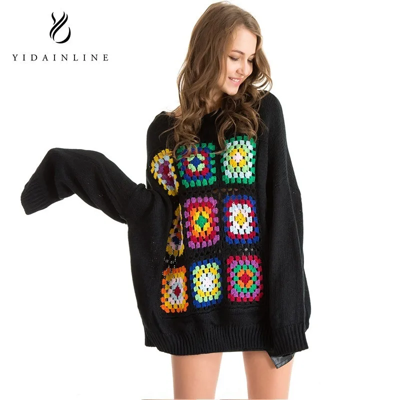 Deturbg Colourful Geometric Pattern Sweater Women's Casual Drop Shoulder Hand Knitted Black Pullover Kintwear 2018 Autumn SW94
Deturbg Colourful Geometric Pattern Sweater Women's Casual Drop Shoulder Hand Knitted Black Pullover Kintwear 2018 Autumn SW94