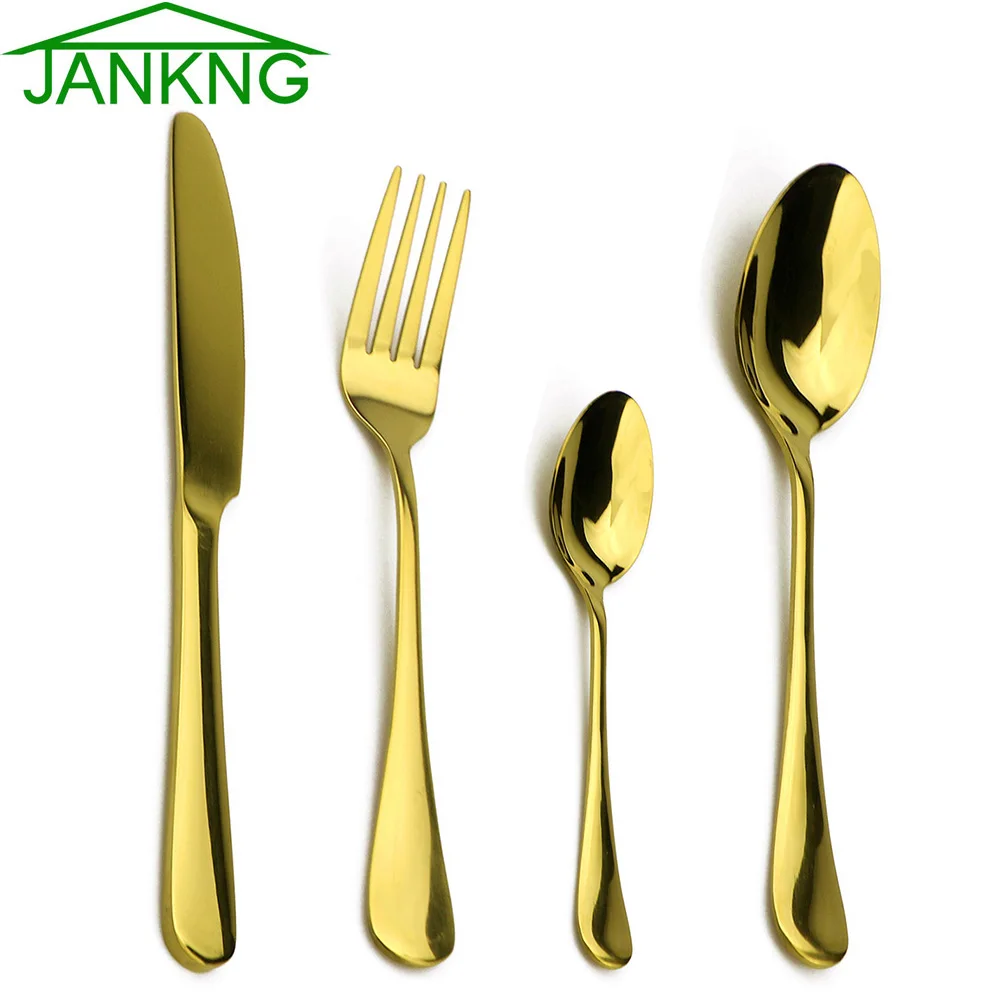 JANKNG 24Pcs/set Stainless Steel Gold Cutlery Set Dinnerware Tableware Silverware Sets Dinner Knife Fork Tableware Drop Shipping
JANKNG 24Pcs/set Stainless Steel Gold Cutlery Set Dinnerware Tableware Silverware Sets Dinner Knife Fork Tableware Drop Shipping
