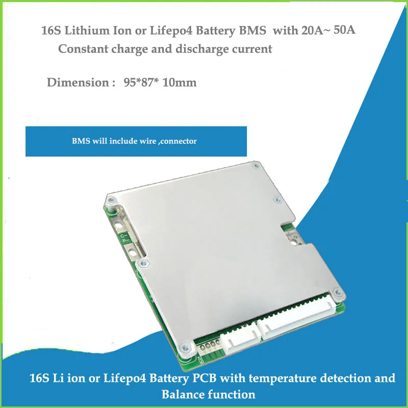 16S LI ion 60V Battery PCB and 48V Lifepo4 BMS with 20A to 50A constant charge and discharge current for 58.4V 16S protection
16S LI ion 60V Battery PCB and 48V Lifepo4 BMS with 20A to 50A constant charge and discharge current for 58.4V 16S protection