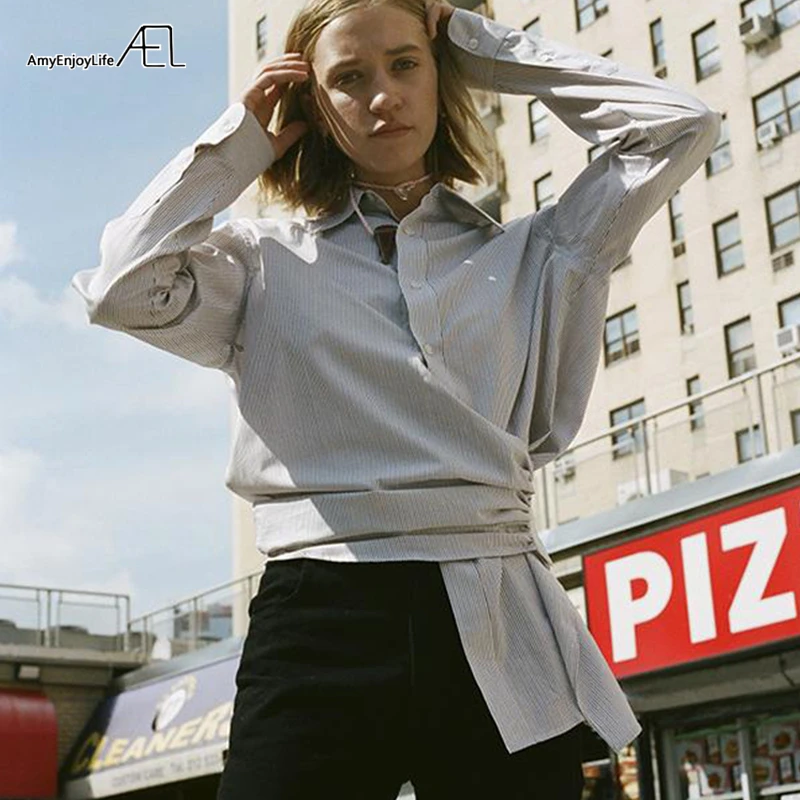 AEL Fashion Tie Knot Shirt Woman Backless Loose Casual 2019 Summer Stripes Women's Top
AEL Fashion Tie Knot Shirt Woman Backless Loose Casual 2019 Summer Stripes Women's Top