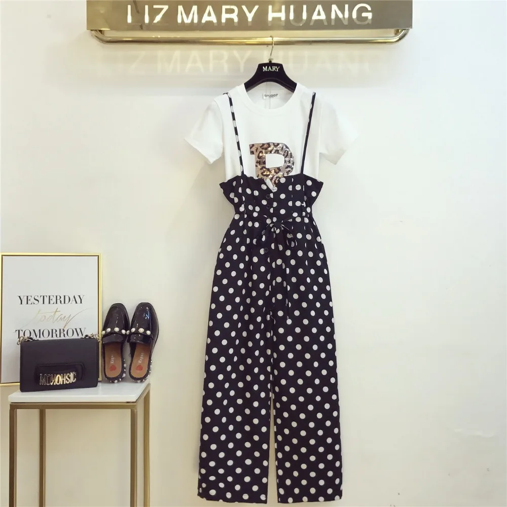 Amolapha Women Letter Sequined Tshirts+Dots Jumpsuits Sets Woman Casual T-shirt Tops Straps Jumpsuit Set
Amolapha Women Letter Sequined Tshirts+Dots Jumpsuits Sets Woman Casual T-shirt Tops Straps Jumpsuit Set