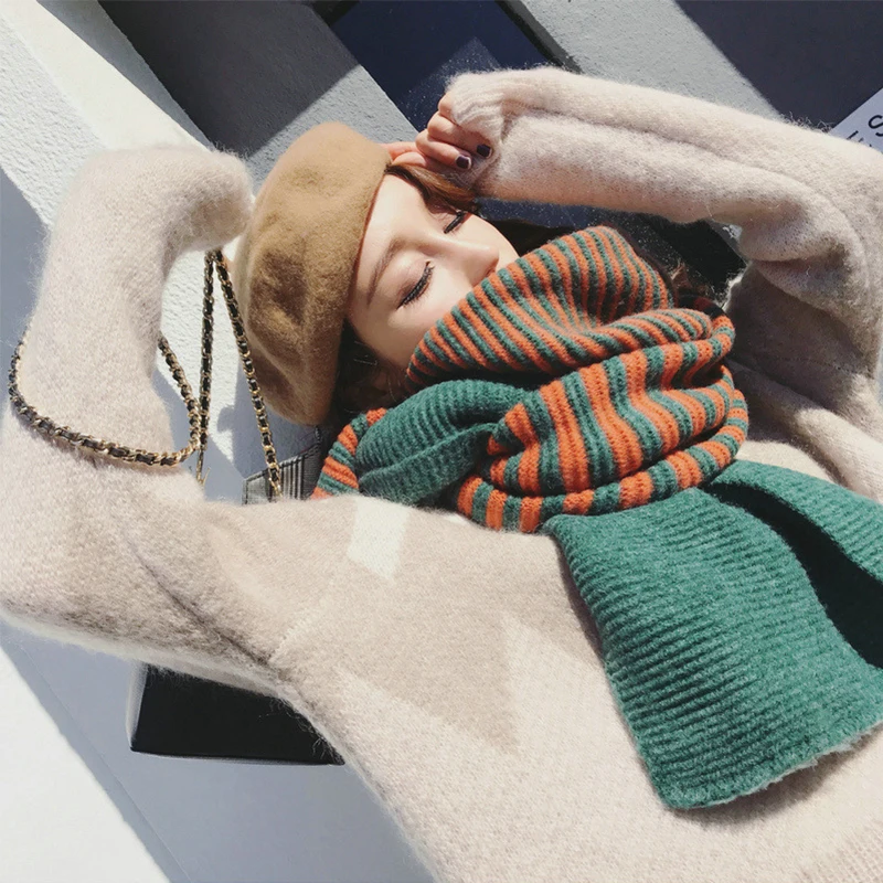 New fashion Korean warm striped fresh scarf winter comfortable knit outdoor thick large shawl trend simple couple soft scarf
New fashion Korean warm striped fresh scarf winter comfortable knit outdoor thick large shawl trend simple couple soft scarf