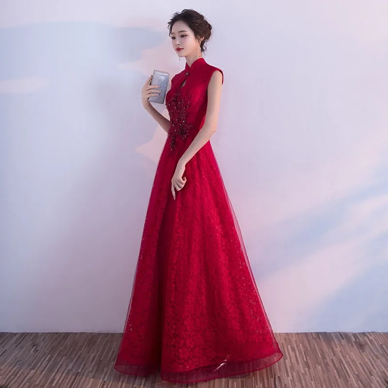 Chinese red toast take the bride married 2018 new party long red evening dress of tall waist high cultivate one's morality
Chinese red toast take the bride married 2018 new party long red evening dress of tall waist high cultivate one's morality