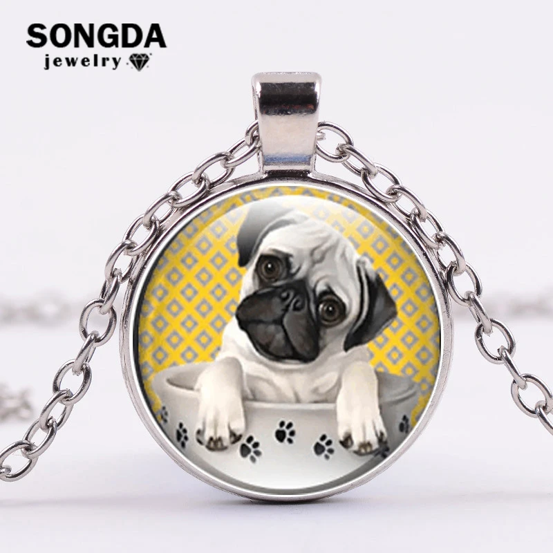 SONGDA New Arrived Cute Dog Pendant Necklace Pug Dog In Paw Tea Cup Art Photo Crystal Glass Gem Chain Choker Best Friend Gifts
SONGDA New Arrived Cute Dog Pendant Necklace Pug Dog In Paw Tea Cup Art Photo Crystal Glass Gem Chain Choker Best Friend Gifts