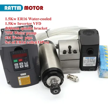 UA/ EU Ship! 1.5KW 220V ER16 Water Cooling Spindle Motor 4 Bearing &1.5kw Interver&ER16 collet & 80mm Clamp& Water Pump pipe
UA/ EU Ship! 1.5KW 220V ER16 Water Cooling Spindle Motor 4 Bearing &1.5kw Interver&ER16 collet & 80mm Clamp& Water Pump pipe