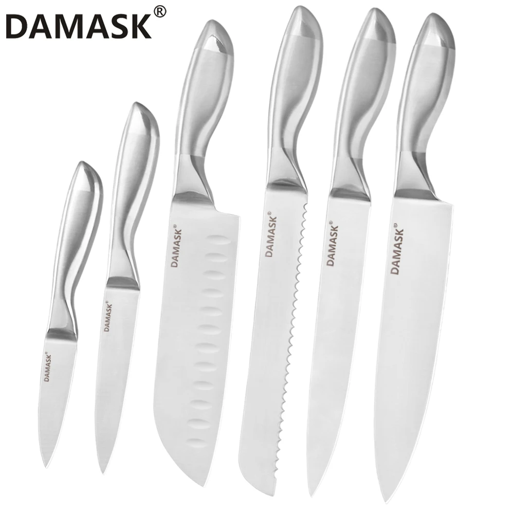 Damask 6pcs Integrated Design Stainless Steel Knives Set 3cr13MOV Sharp Blade Bend Handle Knife Kitchen Accessory Cooking Tool
Damask 6pcs Integrated Design Stainless Steel Knives Set 3cr13MOV Sharp Blade Bend Handle Knife Kitchen Accessory Cooking Tool