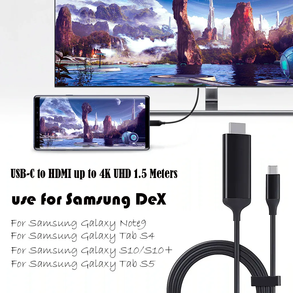 2019 New For Samsung Note 9 DeX Adapter Cable USB-C to HDMI up to 4K UHD 1.5 Meters
2019 New For Samsung Note 9 DeX Adapter Cable USB-C to HDMI up to 4K UHD 1.5 Meters