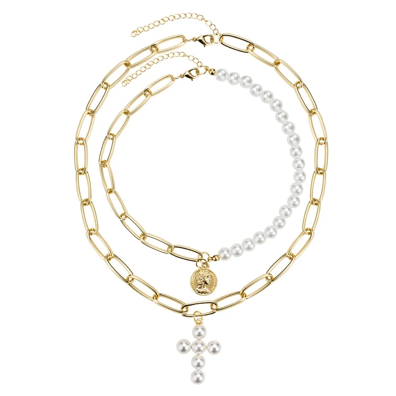 Imitation Pearls Choker Necklace Female Cross Pendant Necklaces For Women Gold Color Fashion Coin Jewelry
Imitation Pearls Choker Necklace Female Cross Pendant Necklaces For Women Gold Color Fashion Coin Jewelry