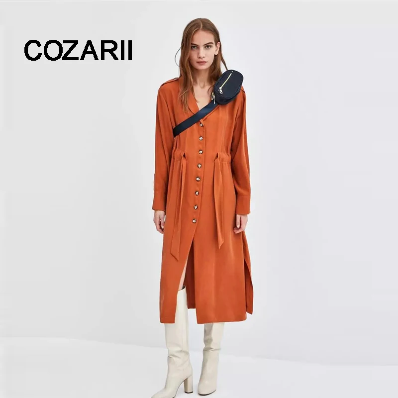 COZARII 2018 vestidos feminina dress england style solid single breasted drawstring bow notched midi dress vestido women dress
COZARII 2018 vestidos feminina dress england style solid single breasted drawstring bow notched midi dress vestido women dress
