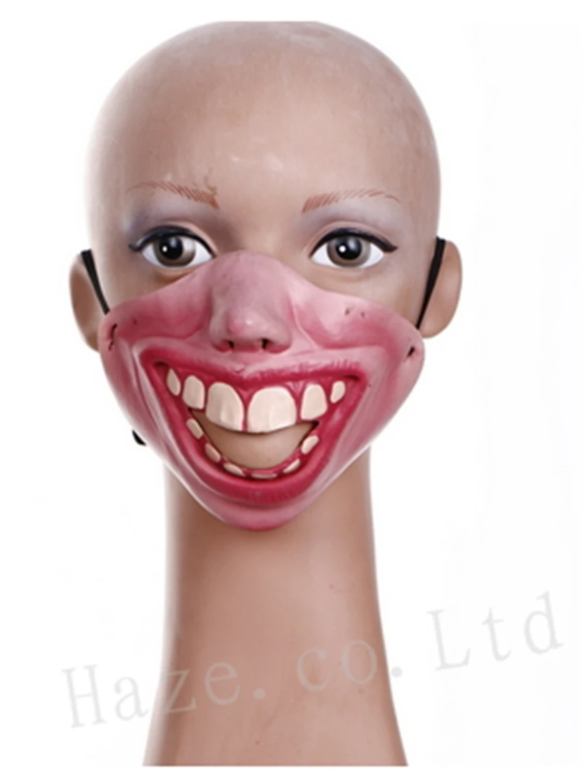 Half Face Comedy Funny People Big Toothy Grin Face Halloween Mask