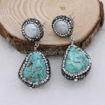 3 pairs Natural free-form blue stone dangle earrings natural pearl 925 silver studs vintage druzy drop earrings retro earring
3 pairs Natural free-form blue stone dangle earrings natural pearl 925 silver studs vintage druzy drop earrings retro earring
