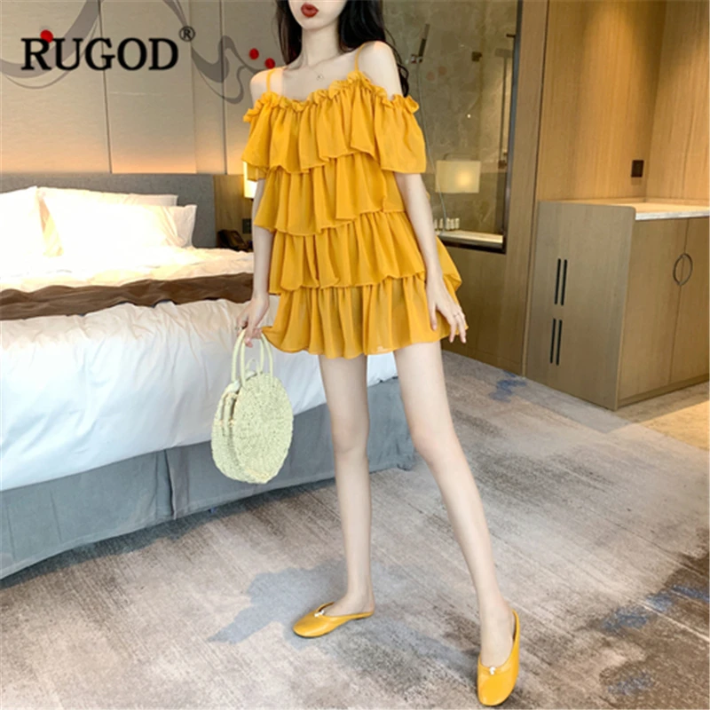 RUGOD 2019 Summer Women Solid Mini Dress Spaghetti Strap Short Sleeves Cascading Ruffles Straight Dress Temperament платье
RUGOD 2019 Summer Women Solid Mini Dress Spaghetti Strap Short Sleeves Cascading Ruffles Straight Dress Temperament платье