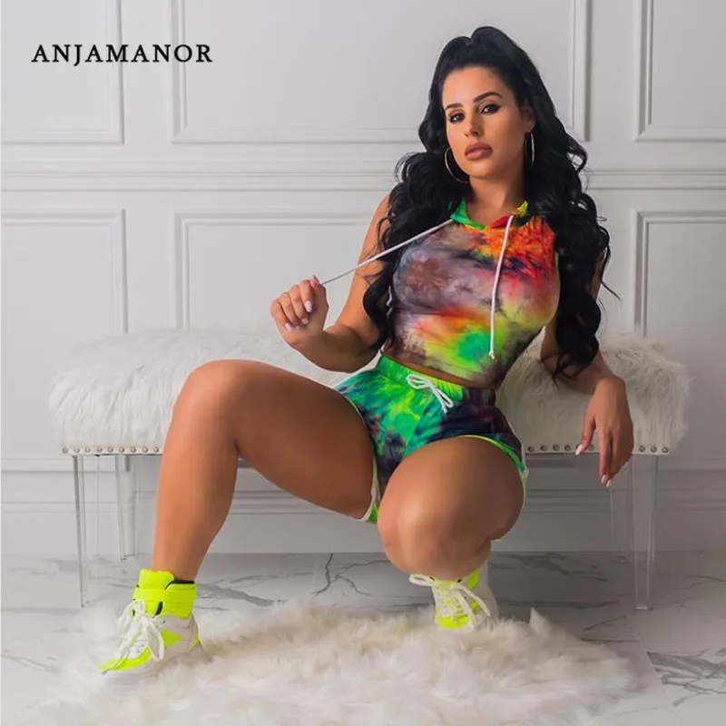 ANJAMANOR Tie Dye Striped Print Sexy Two Piece Set Tracksuit Women Sports Suit Short Matching Sets Fashion Club Outfits D35-AC67
ANJAMANOR Tie Dye Striped Print Sexy Two Piece Set Tracksuit Women Sports Suit Short Matching Sets Fashion Club Outfits D35-AC67