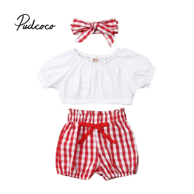 pudcoco Brand 3pcs 2019 Girls Clothing Children Summer Girls Clothes Plaid Kids Girls Clothing Set Blouse+Shorts+Headwear 80-120
pudcoco Brand 3pcs 2019 Girls Clothing Children Summer Girls Clothes Plaid Kids Girls Clothing Set Blouse+Shorts+Headwear 80-120