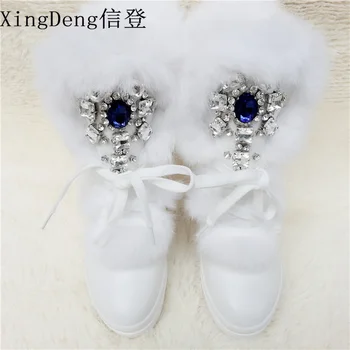 XingDeng Snow Boots Rhinstone Artificial Rabbit Hair Women Boots woman's Boots Fashion Warm Genuine Leather Platform Shoes
XingDeng Snow Boots Rhinstone Artificial Rabbit Hair Women Boots woman's Boots Fashion Warm Genuine Leather Platform Shoes