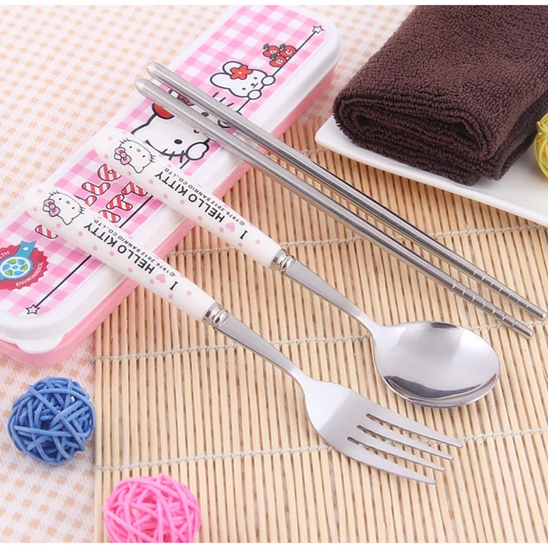 Hello Kitty Kitchen Tableware Stainless Steel Cutlery Set Chopsticks Spoon Forks Cute Student Kids Portable Cutlery Set Travel
Hello Kitty Kitchen Tableware Stainless Steel Cutlery Set Chopsticks Spoon Forks Cute Student Kids Portable Cutlery Set Travel